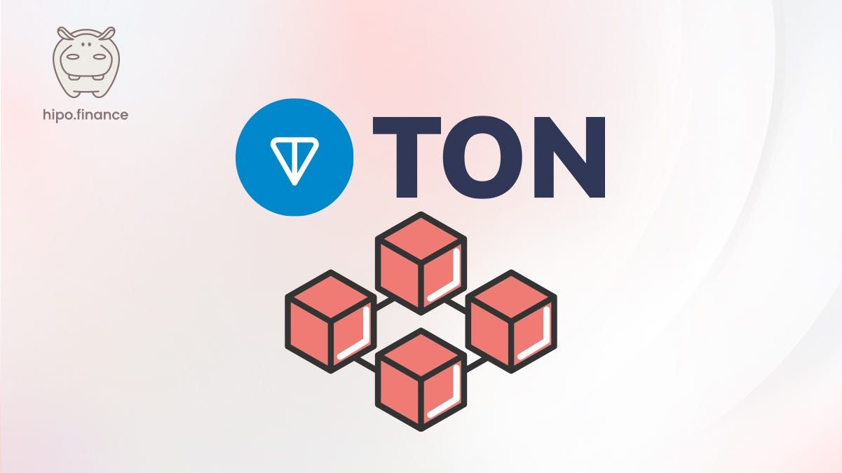 The TON logo above a diagram of four linked blocks